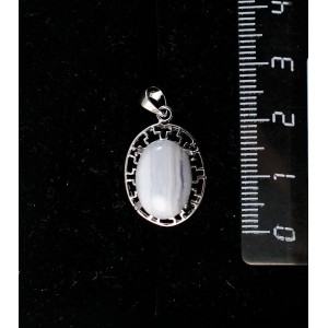 Кулон из агата голубого (сапфирин), "греческий", родиум, 14х10мм