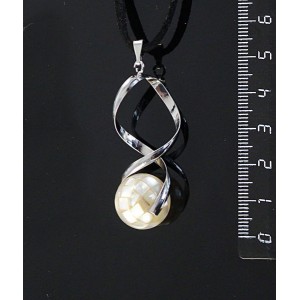 Кулон из перламутра, мозаика, коннектор "спираль", шарик 16мм