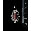 Кулон из кошачьего глаз (синт.), цвет фиолетовый, "принцесса", овал 14х10мм
