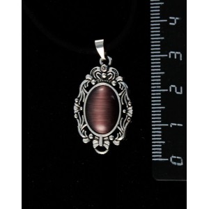 Кулон из кошачьего глаз (синт.), цвет фиолетовый, "принцесса", овал 14х10мм
