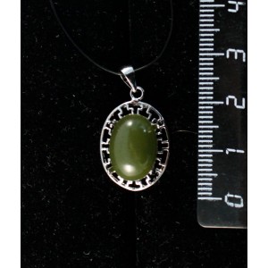 Кулон из нефрита, "греческий", родиум, 14х10мм