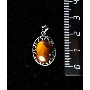 Кулон из тигрового глаза, "греческий", родиум, 14х10мм