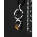 Кулон из тигрового глаза, коннектор "спираль", шарик 12мм