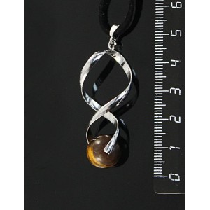 Кулон из тигрового глаза, коннектор "спираль", шарик 12мм
