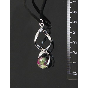 Кулон из цоизита, коннектор "спираль", шарик 12мм