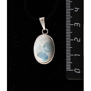 Кулон из ларимара, кабошон-мозаика, простой овал 18х13мм