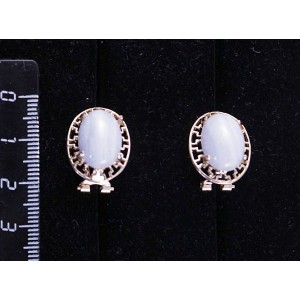 Серьги из агата голубого (сапфирин), "греческие", 14х10мм, замок гвоздик+лапка