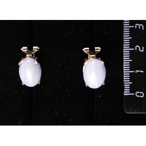 Серьги из агата голубого (сапфирин), овал 14х10мм, замок гвоздик+лапка