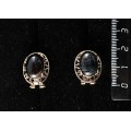 Серьги из агата чёрного, "греческие", 14х10мм, замок гвоздик+лапка