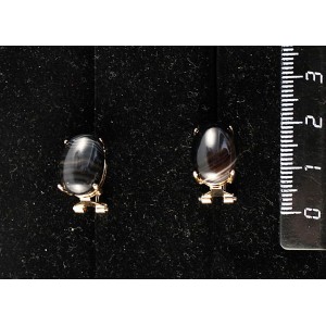 Серьги из агата чёрного, овал 14х10мм, замок гвоздик+лапка