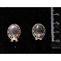 Серьги из агата серо-коричневого, "греческие", 14х10мм, замок гвоздик+лапка