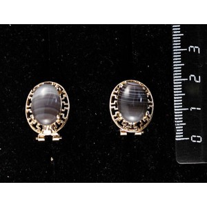 Серьги из агата серо-коричневого, "греческие", 14х10мм, замок гвоздик+лапка