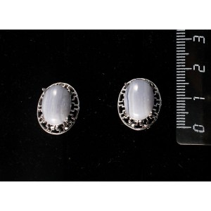 Серьги из агата голубого (сапфирин), "греческие", родиум, 14х10мм, замок гвоздик+лапка