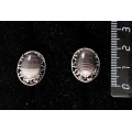 Серьги из агата серо-коричневого, "греческие", родиум, 14х10мм, замок гвоздик+лапка