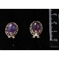 Серьги из аметиста, "греческие", 14х10мм, замок гвоздик+лапка