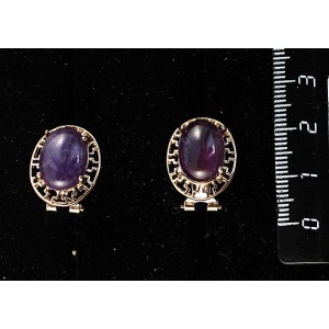 Серьги из аметиста, "греческие", 14х10мм, замок гвоздик+лапка