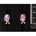 Серьги из аметиста, овал 14х10мм, замок гвоздик+лапка