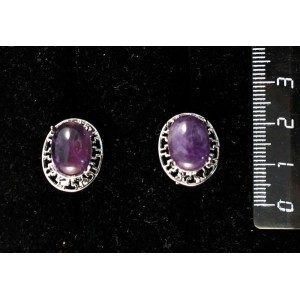 Серьги из аметиста, "греческие", родиум, 14х10мм, замок гвоздик+лапка