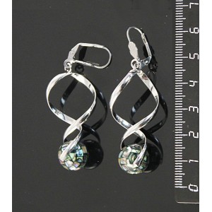 Серьги из гелиотиса, мозаика, коннектор "спираль", шарик 12мм