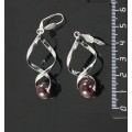 Серьги из граната, коннектор "спираль", шарик 12мм