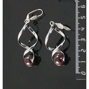 Серьги из граната, коннектор "спираль", шарик 12мм