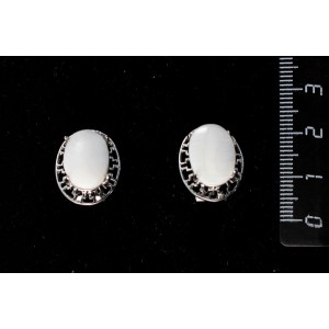 Серьги из перламутра, "греческие", родиум, 14х10мм, замок гвоздик+лапка