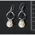 Серьги из перламутра, мозаика, коннектор "спираль", шарик 16мм