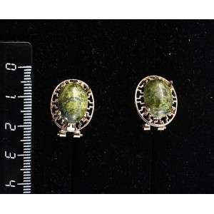 Серьги из змеевика, "греческие", 14х10мм, замок гвоздик+лапка