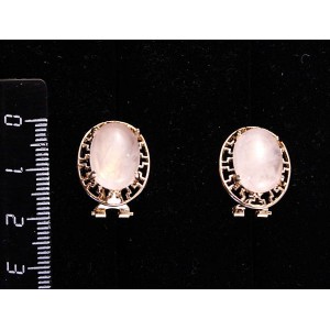 Серьги из розового кварца, "греческие", 14х10мм, замок гвоздик+лапка