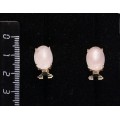 Серьги из розового кварца, овал 14х10мм, замок гвоздик+лапка