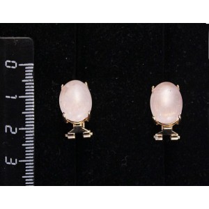 Серьги из розового кварца, овал 14х10мм, замок гвоздик+лапка