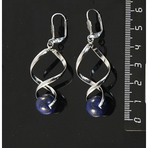Серьги из лазурита, коннектор "спираль", шарик 12мм
