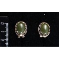 Серьги из нефрита, "греческие", 14х10мм, замок гвоздик+лапка