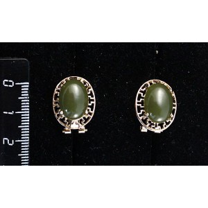 Серьги из нефрита, "греческие", 14х10мм, замок гвоздик+лапка
