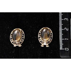 Серьги из раухтопаза, "греческие", 14х10мм, замок гвоздик+лапка