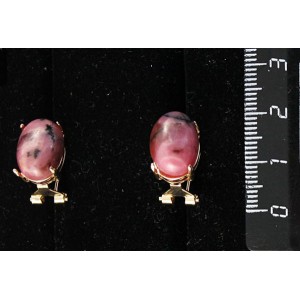 Серьги из родонита, овал 14х10мм, замок гвоздик+лапка