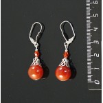 Серьги из сердолика, шарик 12мм, +бусинка