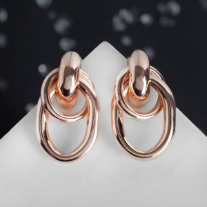 Серьги металл "Геометрия" овалы на кольце, цвет золото Серьги металл "Геометрия" овалы на кольце, цвет золото