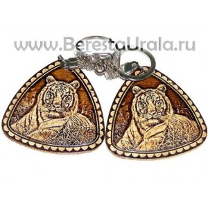 Брелок береста треугольный "Тигр"