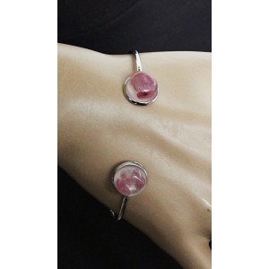 Браслет из турмалина (кабошон-мозаика) "2 круга", круг 12мм, безразмерное