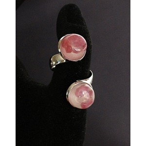 Кольцо из турмалина розового (кабошон-мозаика) "2 круга", круг 12мм, безразмерное