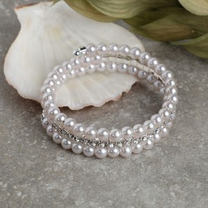 Браслет жемчуг "Пружинка" яркость, шар 6, 6см, цвет белый, цвет серебристый