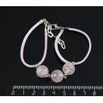 Браслет из кварца розового "3 шарика", шарик 12мм, на шнурке