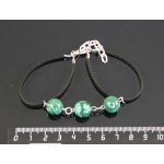 Браслет из малахита (иск.) "3 шарика", шарик 12мм, на шнурке