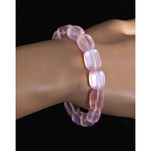 Браслет из опала (синт.), столбик 13х8мм, цвет розовый