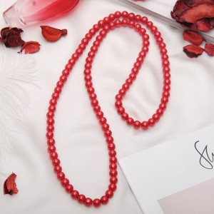 Бусы нить, цвет красный, 45см (пластик)