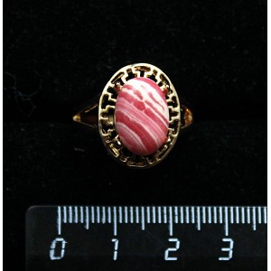 Кольцо c агатом красным (иск.), греческое, 14х10мм