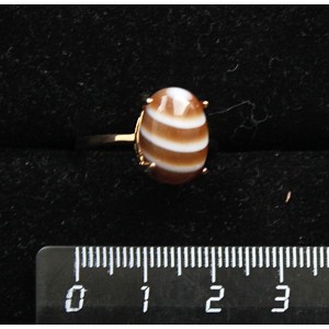 Кольцо c агатом кофейным (тонировка), овал 14х10мм