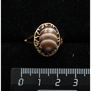Кольцо c агатом кофейным (тонировка), греческое, 14х10мм