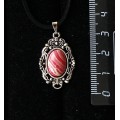Кулон из агата красного (иск.), основа "принцесса", овал 14х10мм